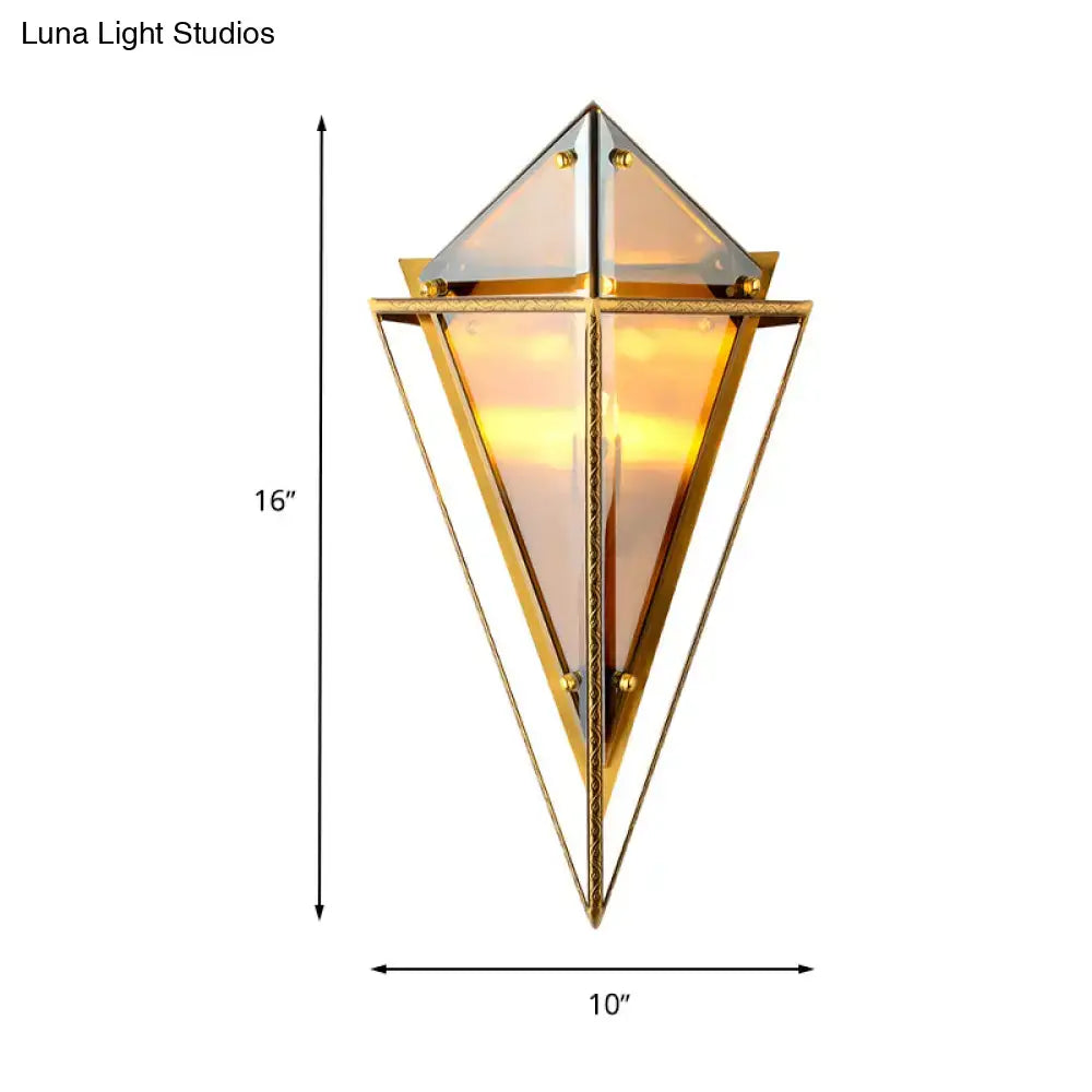 Minimalist amber & smoke gray diamond wall light living room sconce