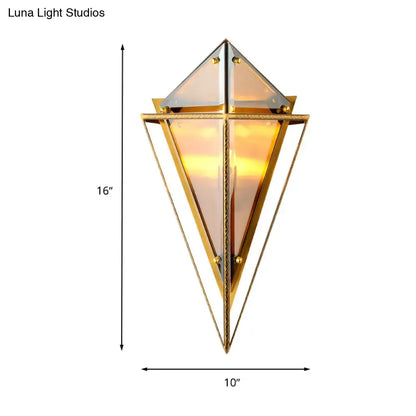 Minimalist amber & smoke gray diamond wall light living room sconce