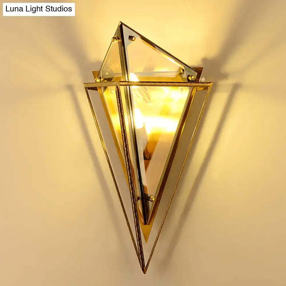 Minimalist amber & smoke gray diamond wall light living room sconce