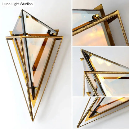 Minimalist amber & smoke gray diamond wall light living room sconce