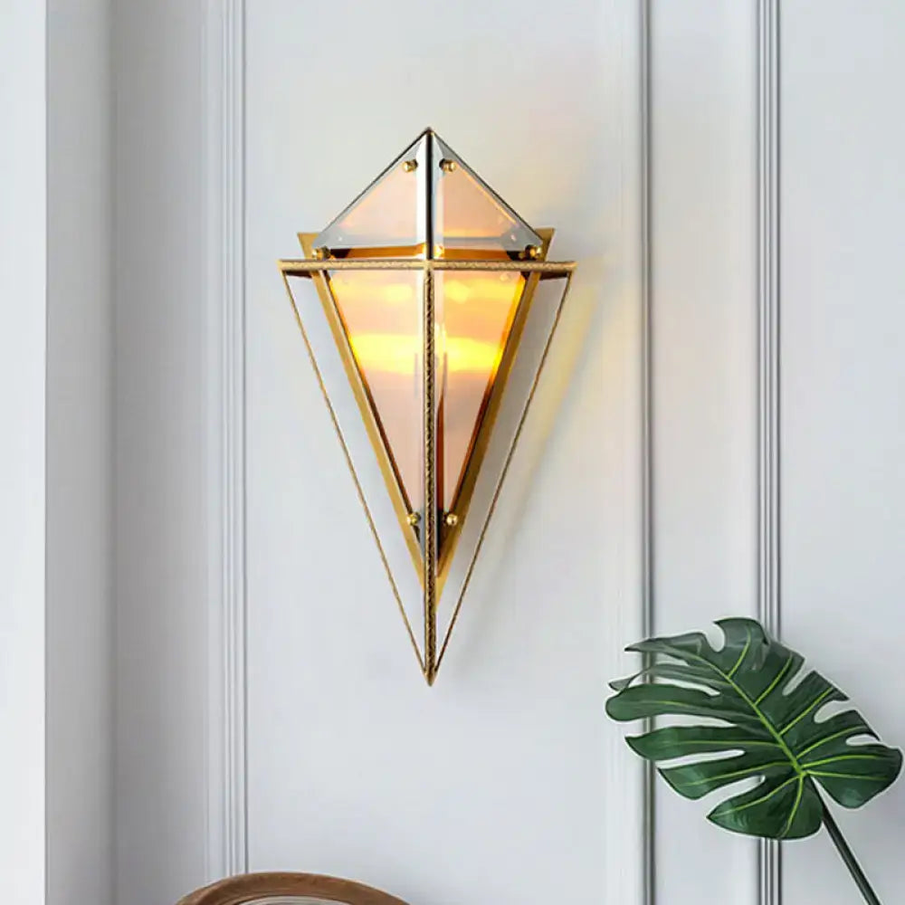 Minimalist amber & smoke gray diamond wall light living room sconce