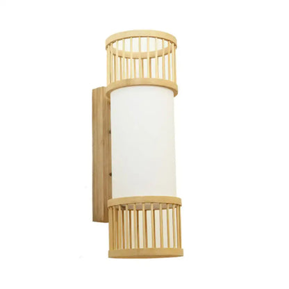 Minimalist bamboo cylinder shade wall sconce for stairway wall lamp