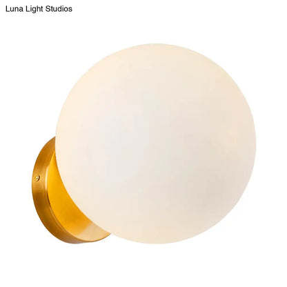 DecorBites™ Minimalist Bedside Sconce Light with White Glass Ball and Gold Wall Mount