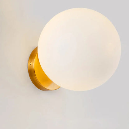 DecorBites™ Minimalist Bedside Sconce Light with White Glass Ball and Gold Wall Mount