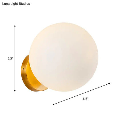 DecorBites™ Minimalist Bedside Sconce Light with White Glass Ball and Gold Wall Mount