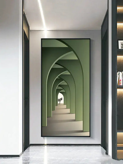 Minimalist beige abstract led wall lamp hallway framed art