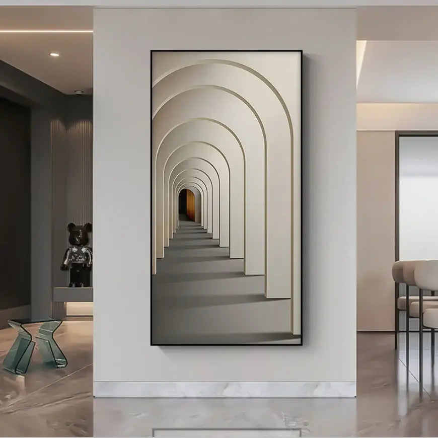 Minimalist beige abstract led wall lamp hallway framed art