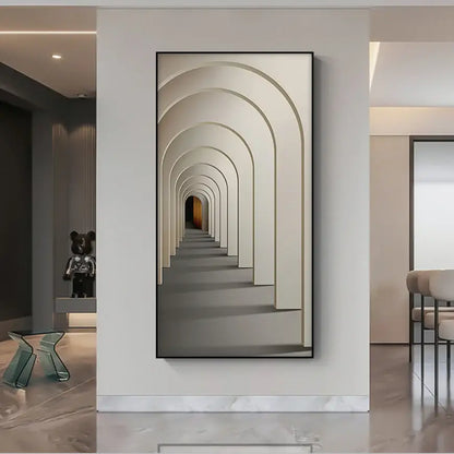 Minimalist beige abstract led wall lamp hallway framed art