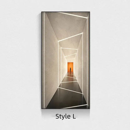 Minimalist beige abstract led wall lamp hallway framed art