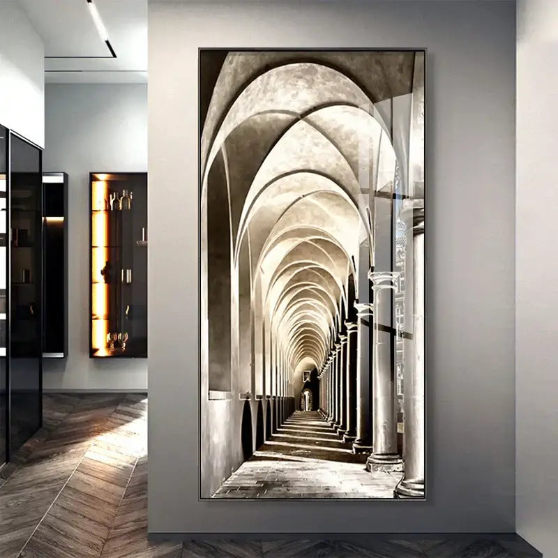 Minimalist beige abstract led wall lamp hallway framed art