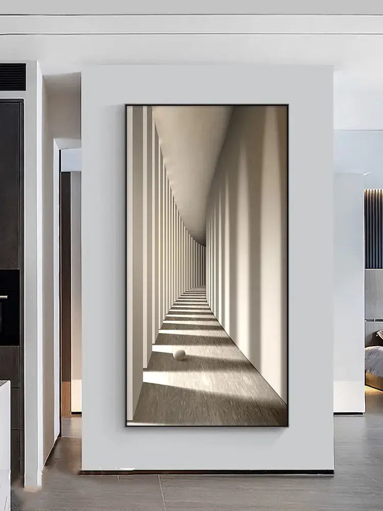 Minimalist beige abstract led wall lamp hallway framed art