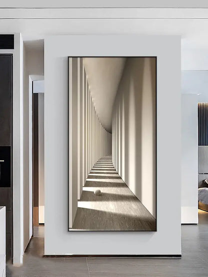 Minimalist beige abstract led wall lamp hallway framed art
