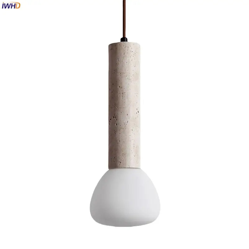 Minimalist beige and white glass stone led pendant light kitchen
