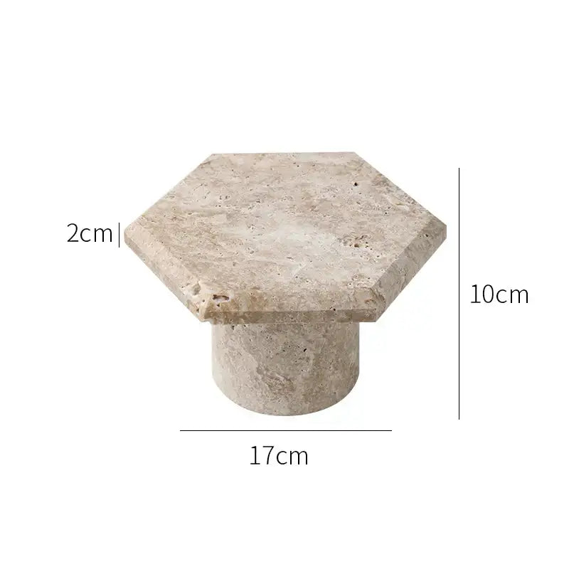 Minimalist beige brown travertine hexagon serving tray dining room
