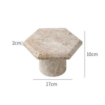 Minimalist beige brown travertine hexagon serving tray dining room