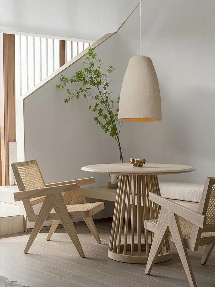 Minimalist beige cement chandelier light for living room