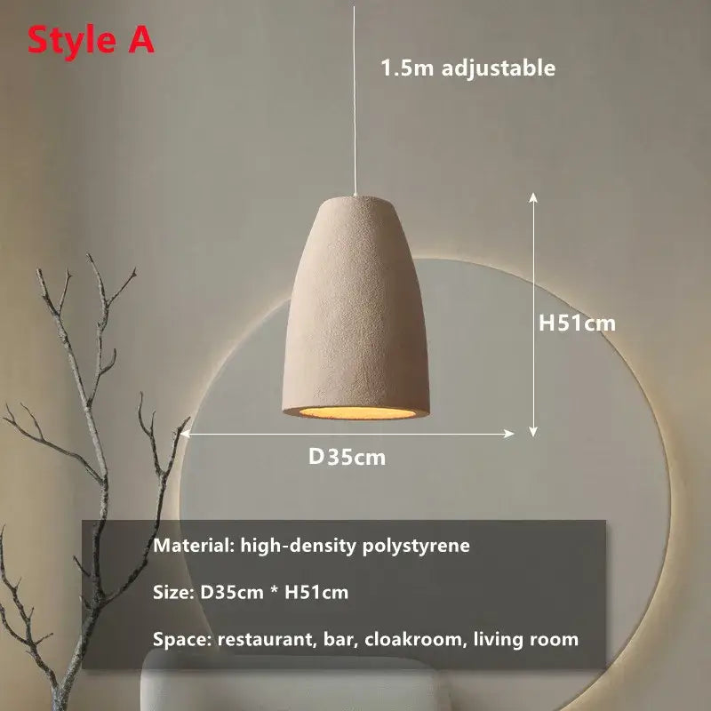 Minimalist beige cement chandelier light for living room