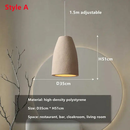 Minimalist beige cement chandelier light for living room