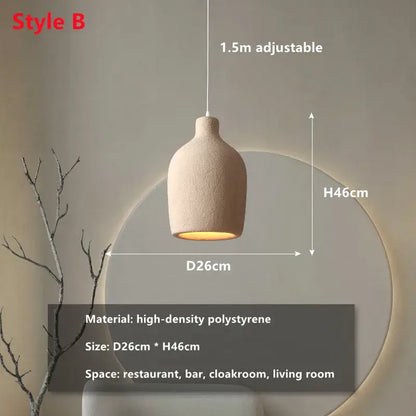Minimalist beige cement chandelier light for living room