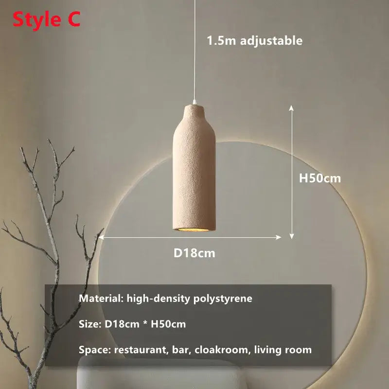 Minimalist beige cement chandelier light for living room