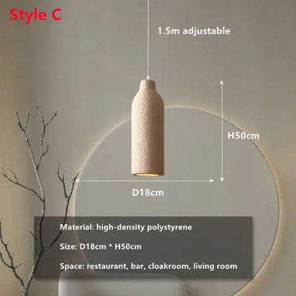 Minimalist beige cement chandelier light for living room
