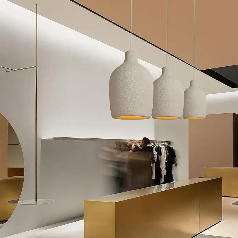 Minimalist beige cement chandelier light for living room
