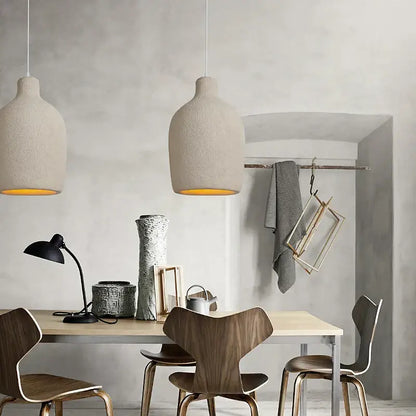 Minimalist beige cement chandelier light for living room