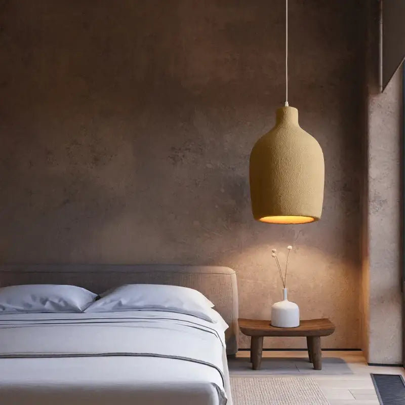 Minimalist beige cement chandelier light for living room