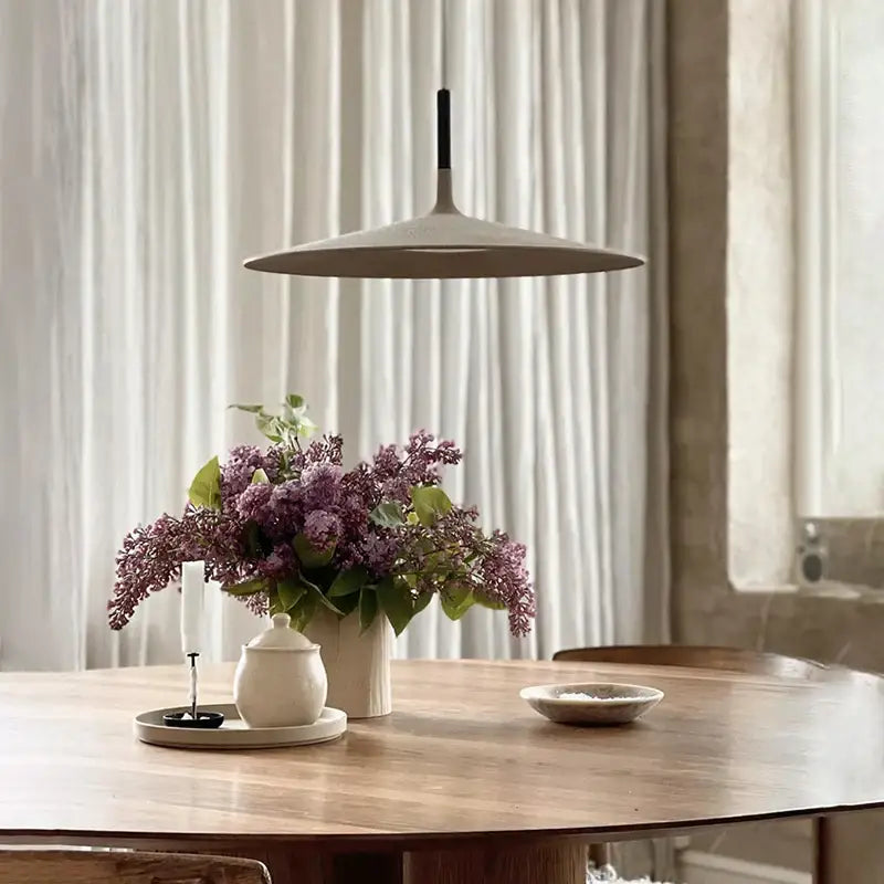 Minimalist beige cement ufo led pendant light for dining room