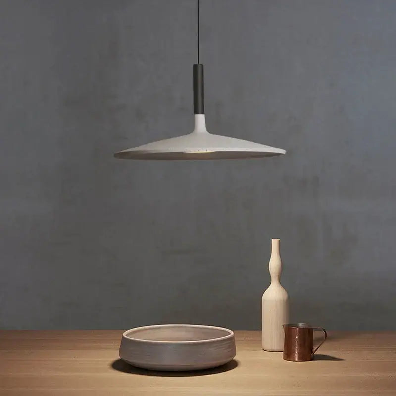 Minimalist beige cement ufo led pendant light for dining room