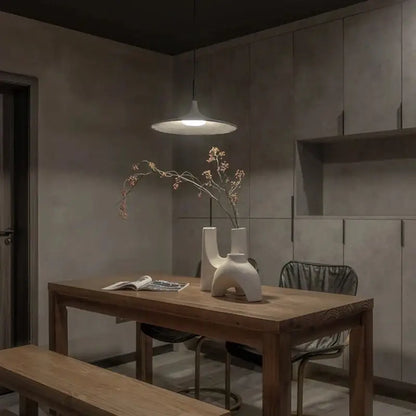 Minimalist beige cement ufo led pendant light for dining room