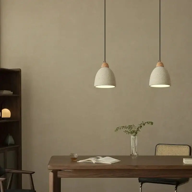 Minimalist beige cement led pendant lights kitchen decor