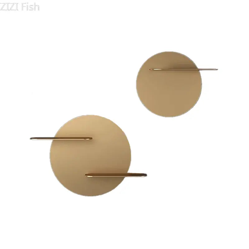 Minimalist beige round metal wall storage shelf for living room