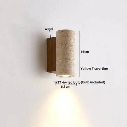 Minimalist beige travertine led wall lights bedroom stone clock