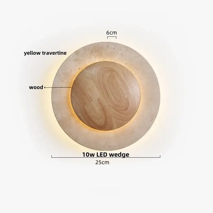 Minimalist beige travertine led wall lights bedroom stone clock