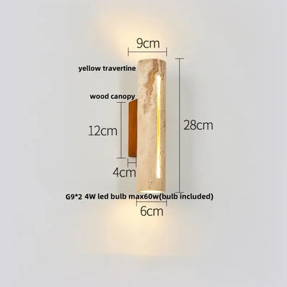 Minimalist beige travertine led wall lights bedroom stone clock