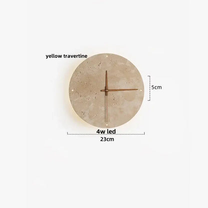 Minimalist beige travertine led wall lights bedroom stone clock