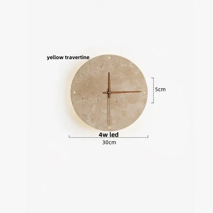 Minimalist beige travertine led wall lights bedroom stone clock