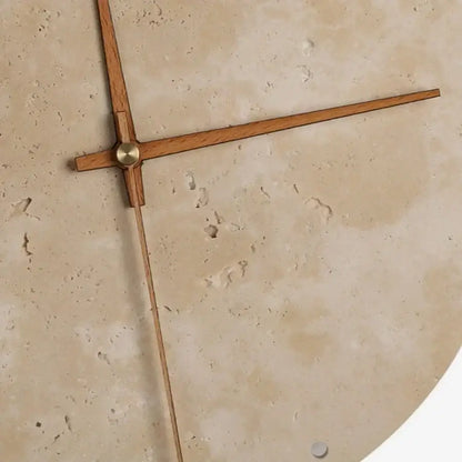 Minimalist beige travertine led wall lights bedroom stone clock