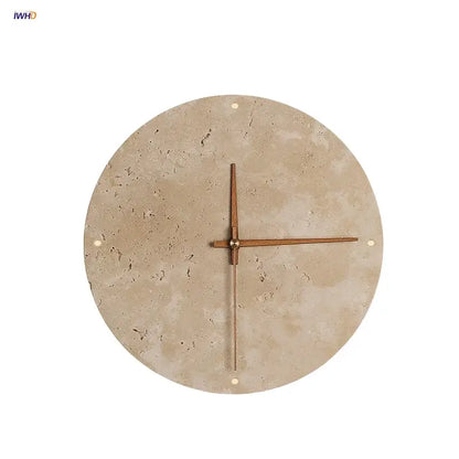 Minimalist beige travertine led wall lights bedroom stone clock