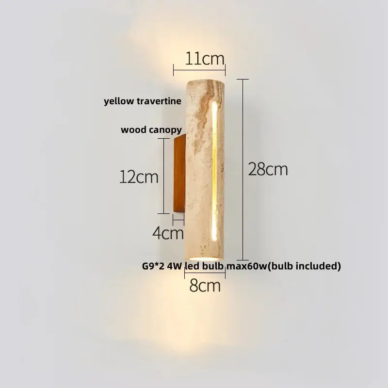 Minimalist beige travertine led wall lights bedroom stone clock