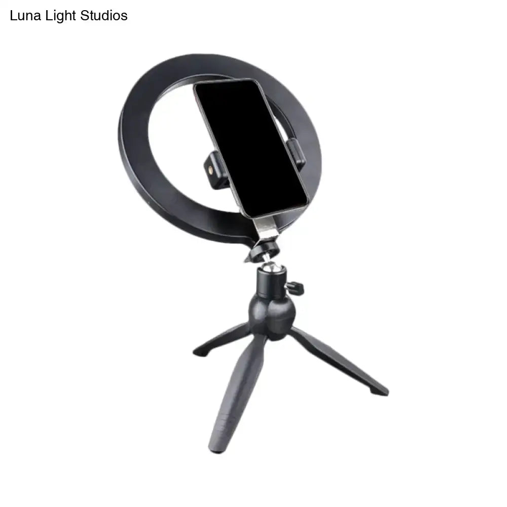 Minimalist black 14 inches fixture ring light with flash lighting bedroom phone holder