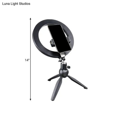 Minimalist black 14 inches fixture ring light with flash lighting bedroom phone holder