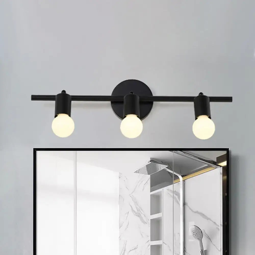 Minimalist black 3-arm vanity light fixture bathroom bare bulb light