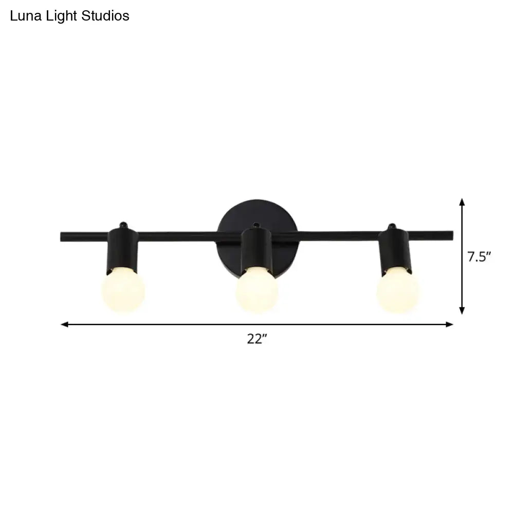 Minimalist black 3-arm vanity light fixture bathroom bare bulb light