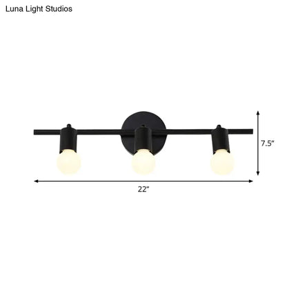 Minimalist black 3-arm vanity light fixture bathroom bare bulb light
