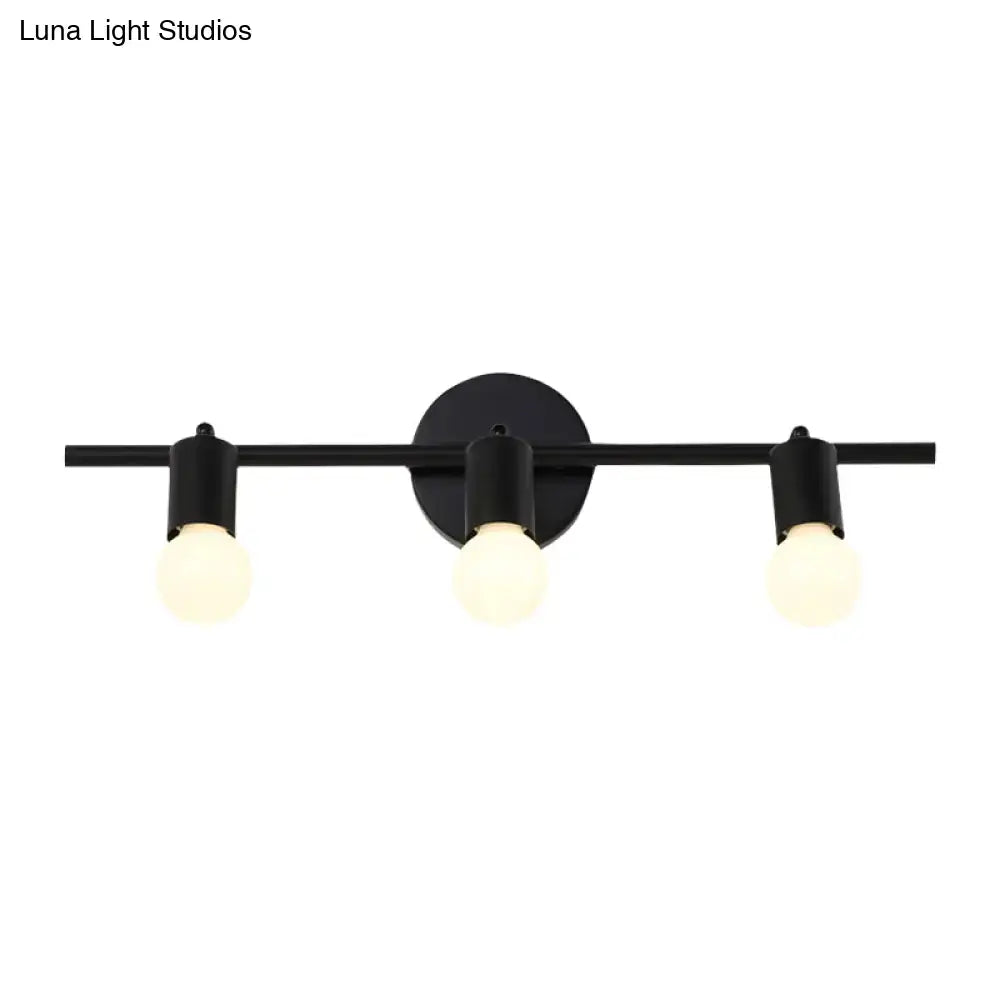 Minimalist black 3-arm vanity light fixture bathroom bare bulb light