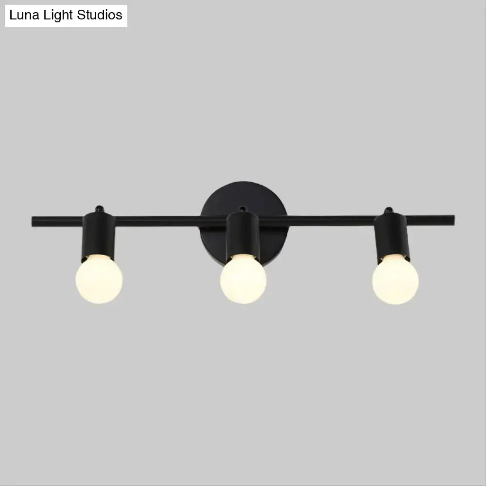 Minimalist black 3-arm vanity light fixture bathroom bare bulb light