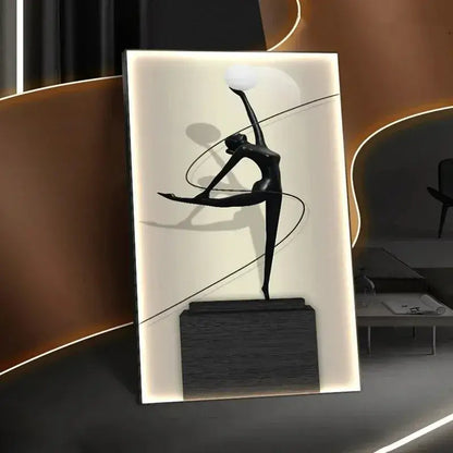 Minimalist black abstract figure luminous canvas wall lamp living room