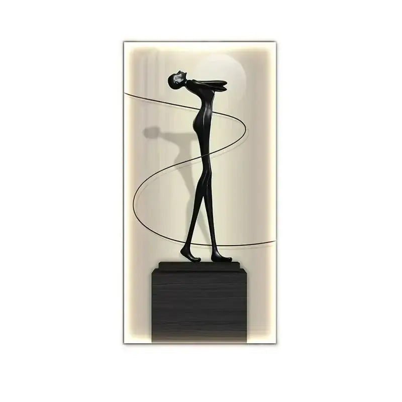 Minimalist black abstract figure luminous canvas wall lamp living room